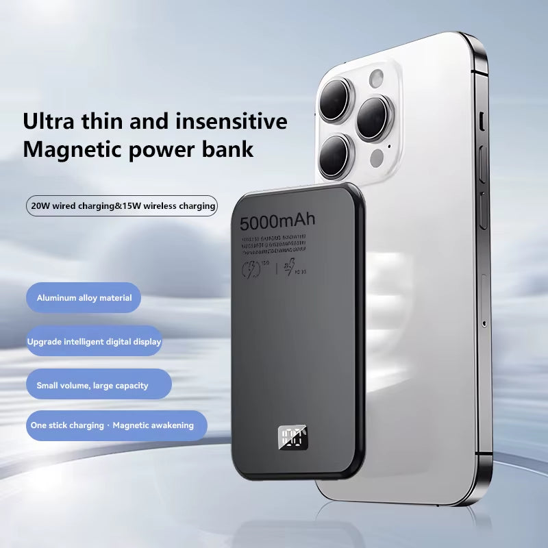 10000Mah Portable Wireless Power Bank with LED Digital Display Mag Safe